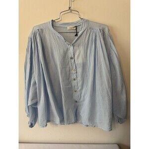 NOELINE PARIS SKY BLUE CAPE LIKE BALLOON SLEEVES BLOUSE one size